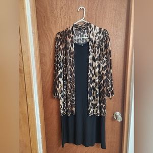 Tiana B Animal Print Midi Dress Long Sleeves Size 20W